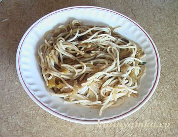 Спагетти с грибами и овощами рецепт