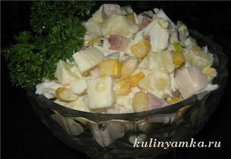 Рецепт салата с ананасом и курицей